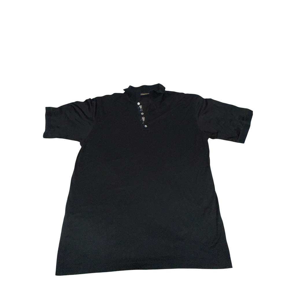 Bobby Jones Collection Mens Black Polo Shirt Embroidered Golfer Placket Size L